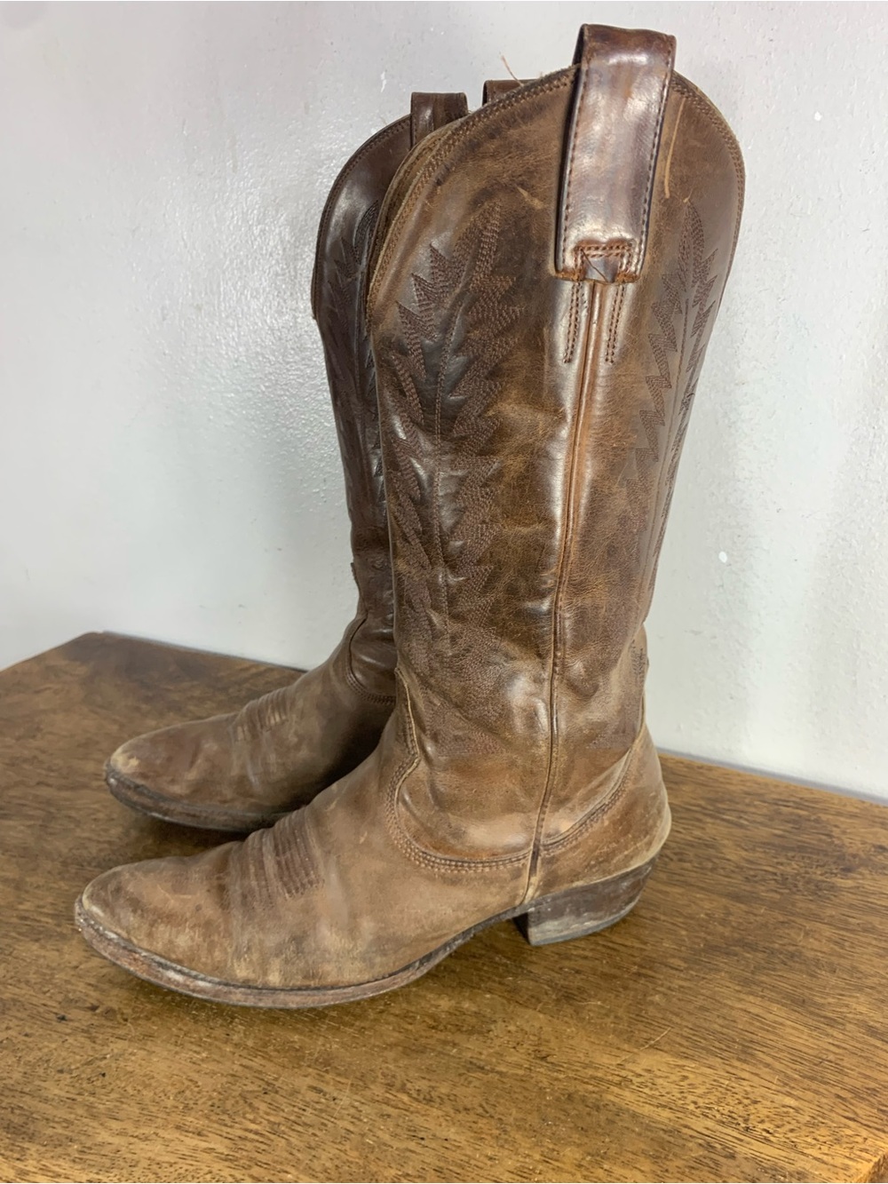 Vintage distressed cowboy leather boots